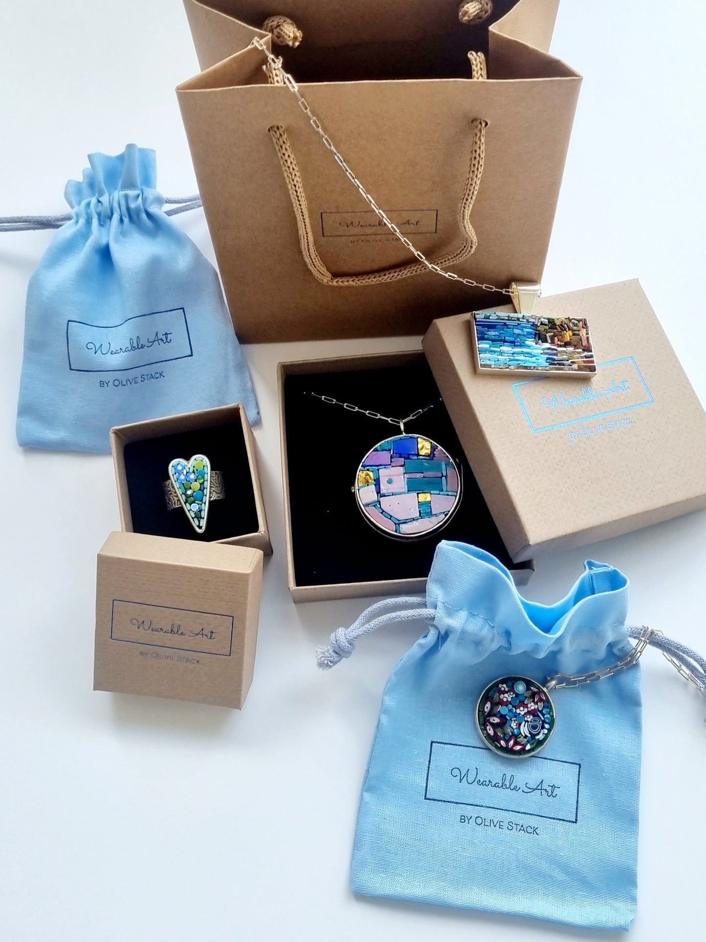 Shades of Blue Mosaic Pendant