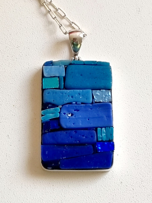 Shades of Blue Mosaic Pendant
