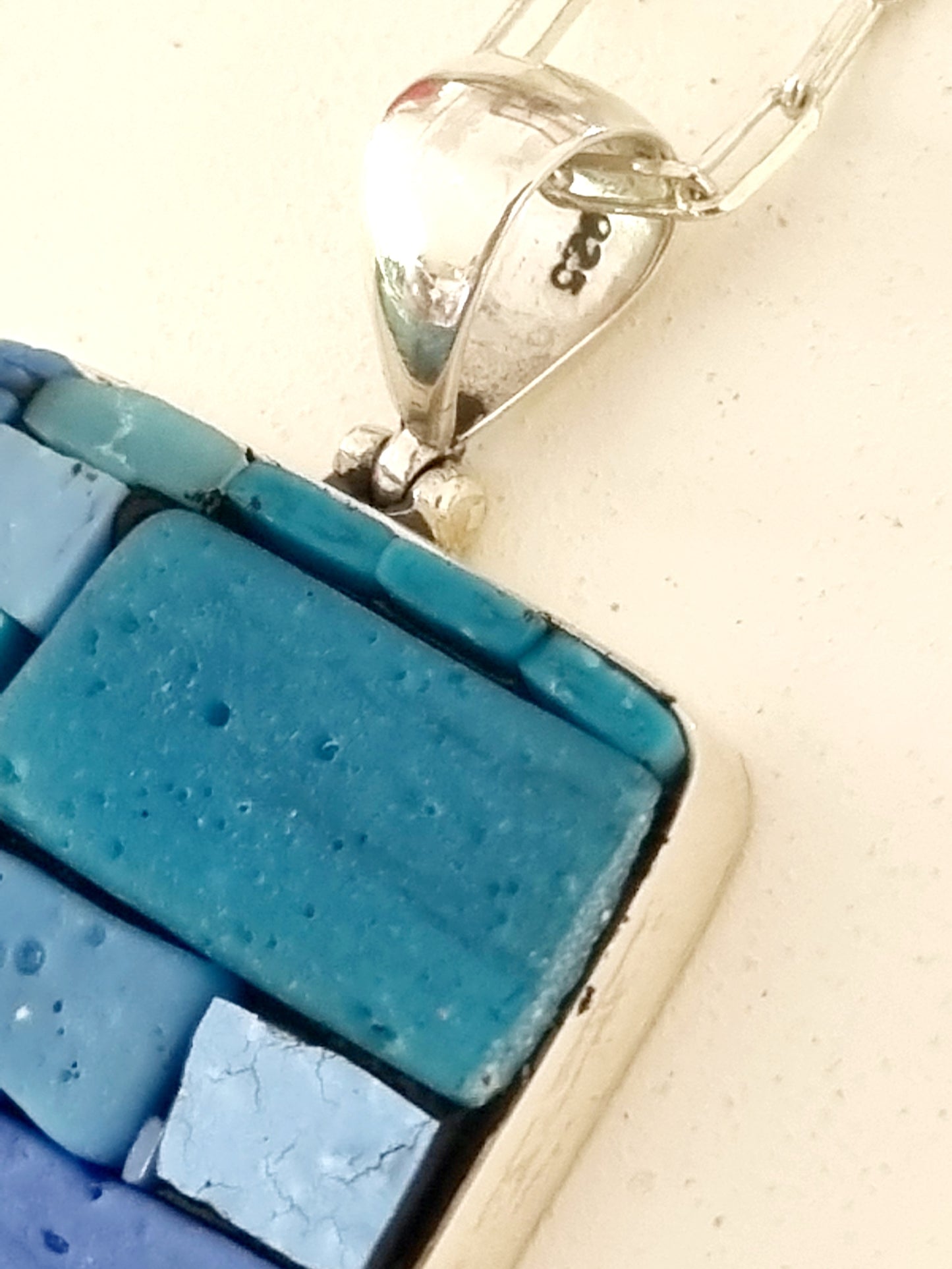 Shades of Blue Mosaic Pendant