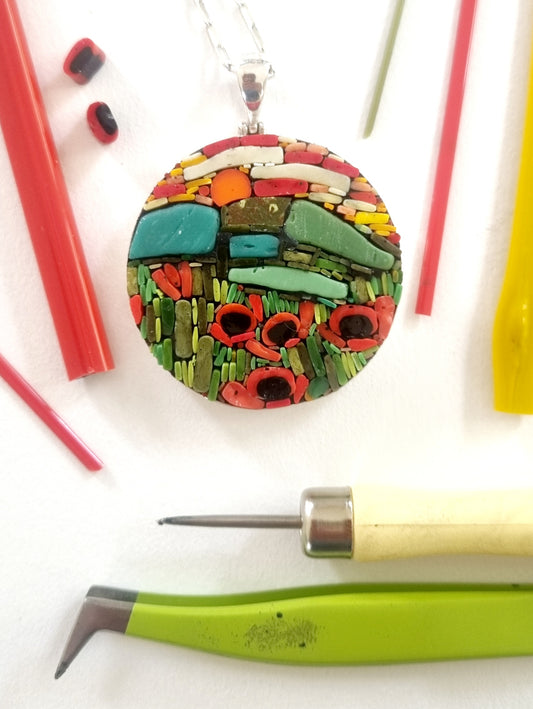 Poppy Field Mosaic Pendant